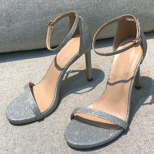 sliver glitter 8cm Фетиш Высокий каблук туфли-лодочки для стриптиза обувь из натуральной кожи черные женские туфли-лодочки для подиума сандалии с ремешком на лодыжке блестящие - Цвет: sliver glitter 8cm