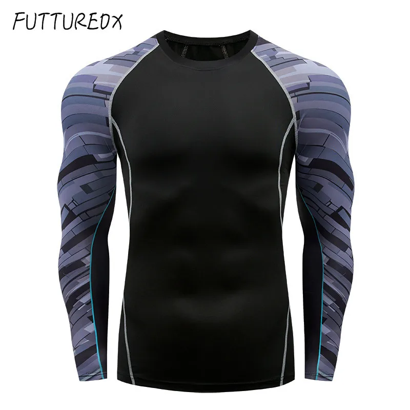 Тренировочная Мужская компрессионная быстросохнущая футболка с длинными