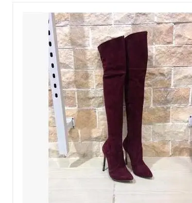 Botas femininas/большие размеры; носки на очень высоком каблуке; Сапоги выше колена; botines; эластичные кожаные чулки; женская обувь; - Цвет: as picture