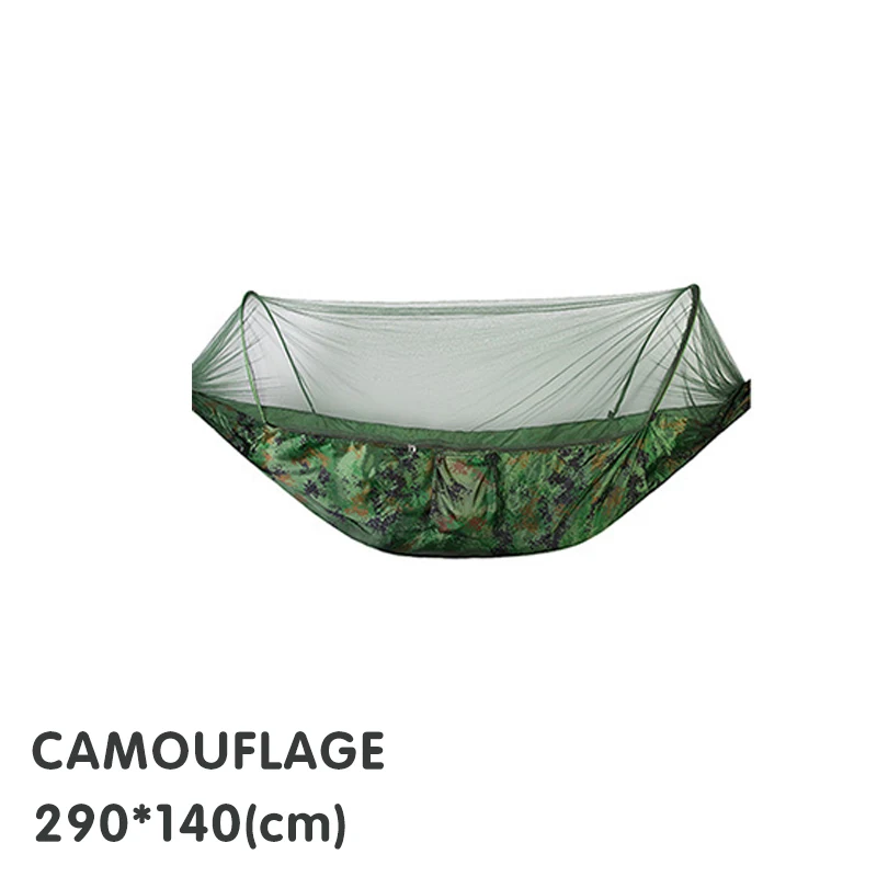 Автоматическая скорость открытия с москитной сеткой гамак открытый один двойной нейлон парашют ткань кемпинг спальный мешок - Цвет: Camouflage-290-140cm