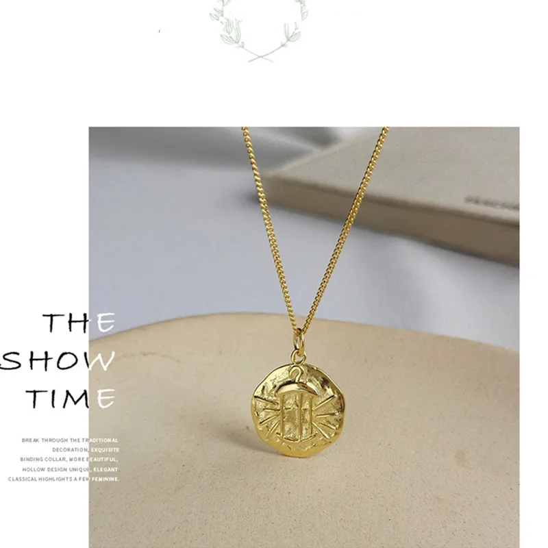 Seemulem Золотая круглая монета 2019 женское ожерелье винтажная подвеска с маяком 925