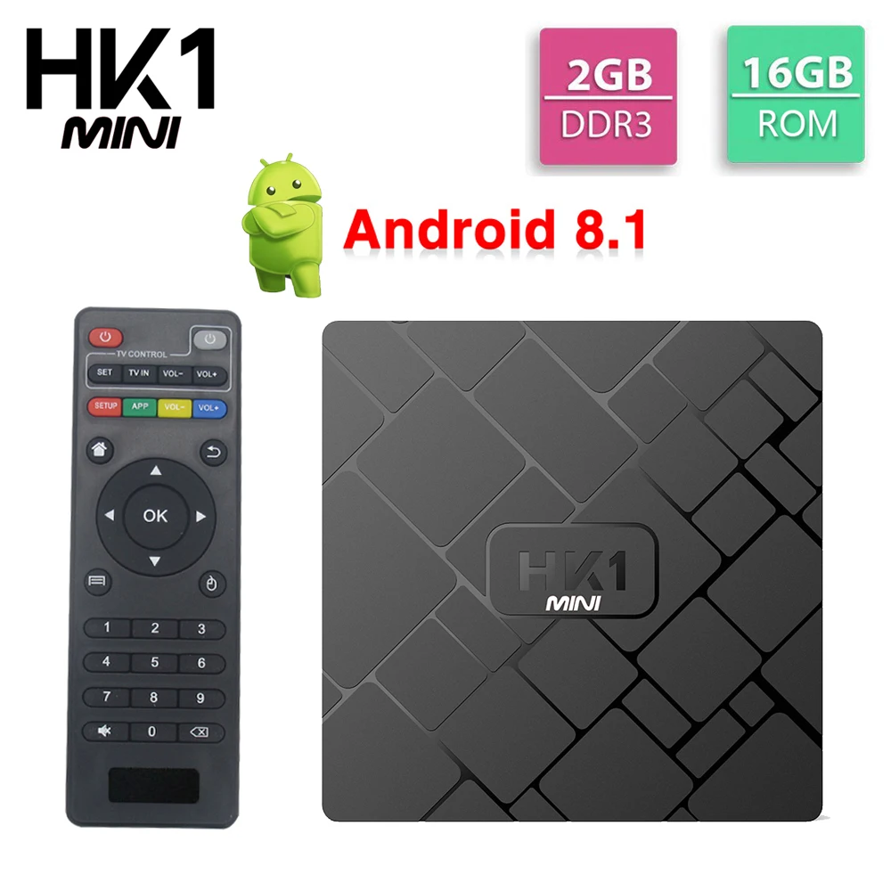 HK1 Мини ТВ приставка Android 8 1 2 Гб ОЗУ 16 ПЗУ RK3229 четырехъядерный Смарт медиаплеер 4G