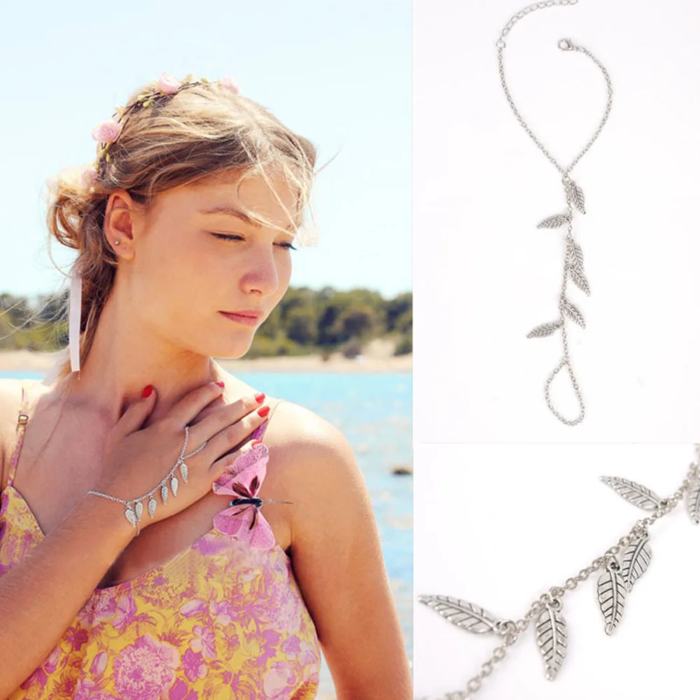 Универсальные браслеты простой браслет в стиле ретро с металлическими листьями