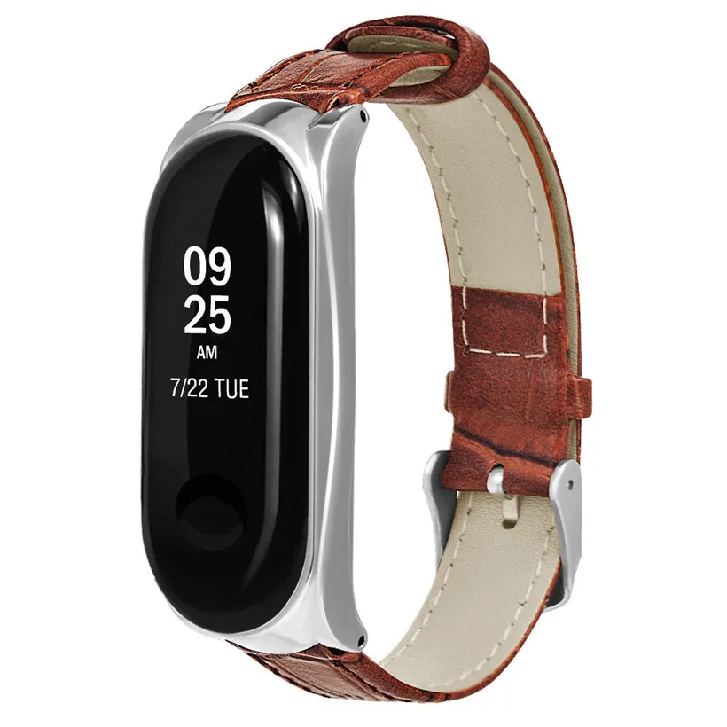CARPRIE мужской повседневный коричневый кожаный ремешок для Xiao Mi Band 3 сменный