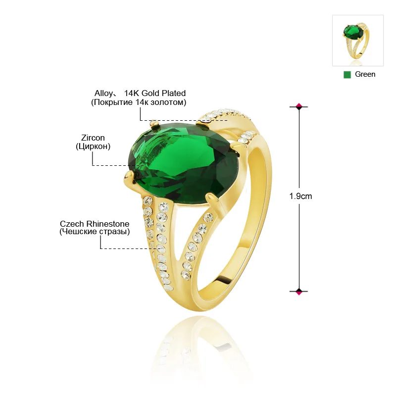 Neoglory большой зеленый AAA Циркон Чешский Стразы светильник желтое золото цвет