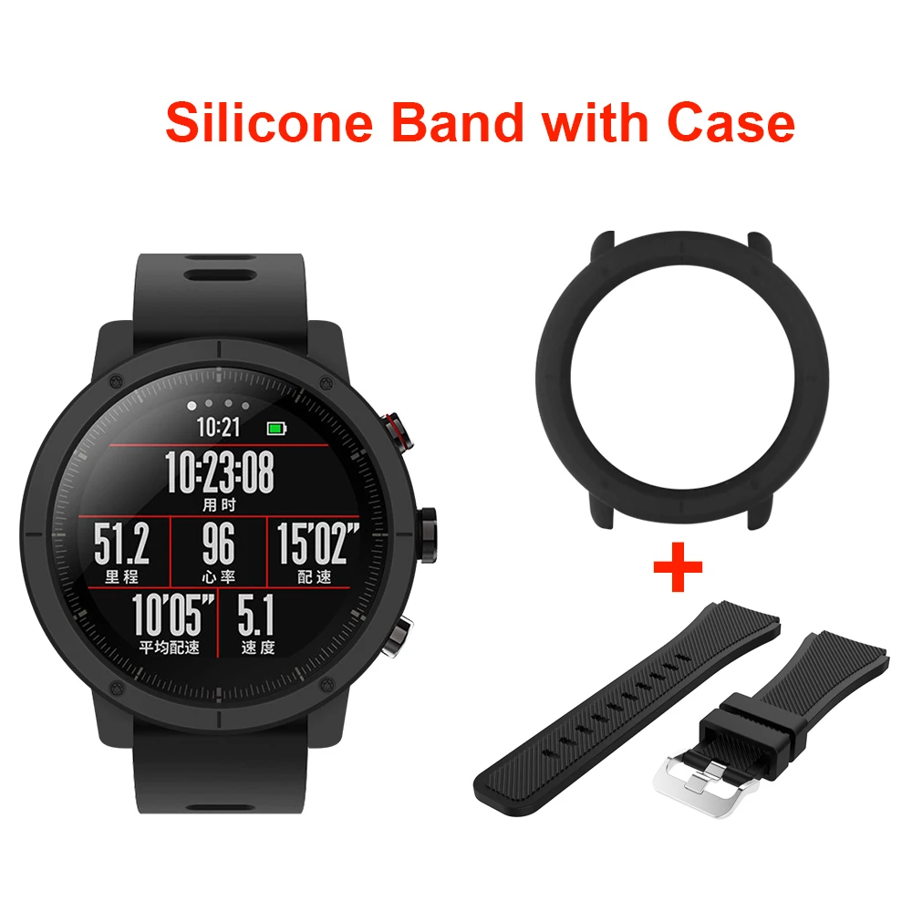 SIKAI 22 мм мягкий силиконовый ремешок для часов с защитным чехлом Huami Amazfit Stratos 2