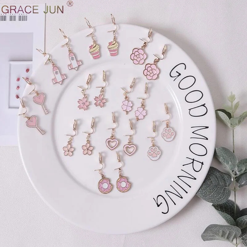 Женские серьги-клипсы 10 пары/компл. милые Мультяшные Популярный Студент серьги