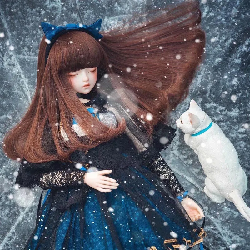 Bybrana BJD парик 1/3 1/4 длинные черные прямые челки парики Высокая температура волокна для куклы - Цвет: 15