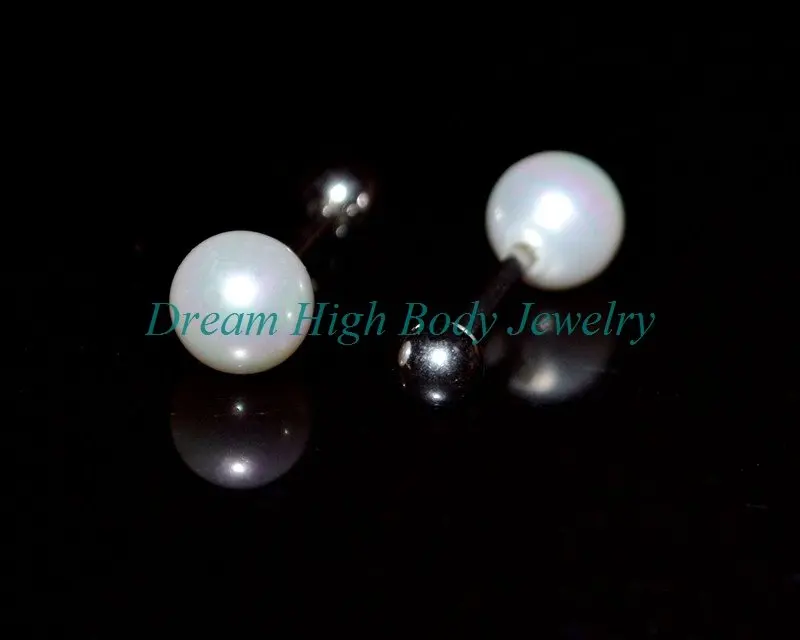 

HOT SALE 316L stainless steel Jewelry Pearl Earring Stud Ear Ring Nail 6mm ball 16G Bar High Quality Free Shipping