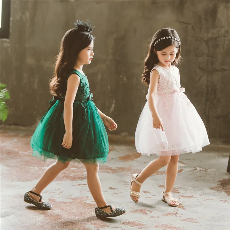 Girls Dresses 2018 New Summer Tutu Dress Kids Elegant Beautiful Mesh Lace Flower Big Ball Gown Vestido GDR392 | Детская одежда и