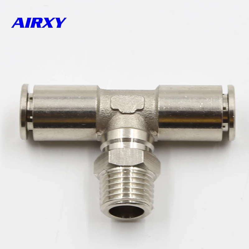 

2pcs Three-way middle threaded brass hose fitting TKC-PB pneumatic 1/8" 1/4" 3/8" 1/2" hose fitting pneumatic quick connector