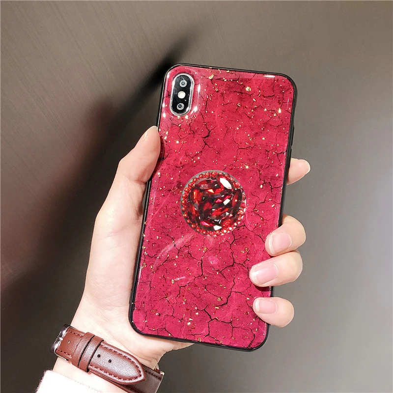 Case and Stand Red Золотой фольгированный чехол для телефона huawei P20 P30 mate 20 30 lite Pro 20X Nova 3 3i 3E чехол Honor 9 10 20 Pro 8X MAX 8C мраморный мягкий чехол - Цвет: Case and Stand Red