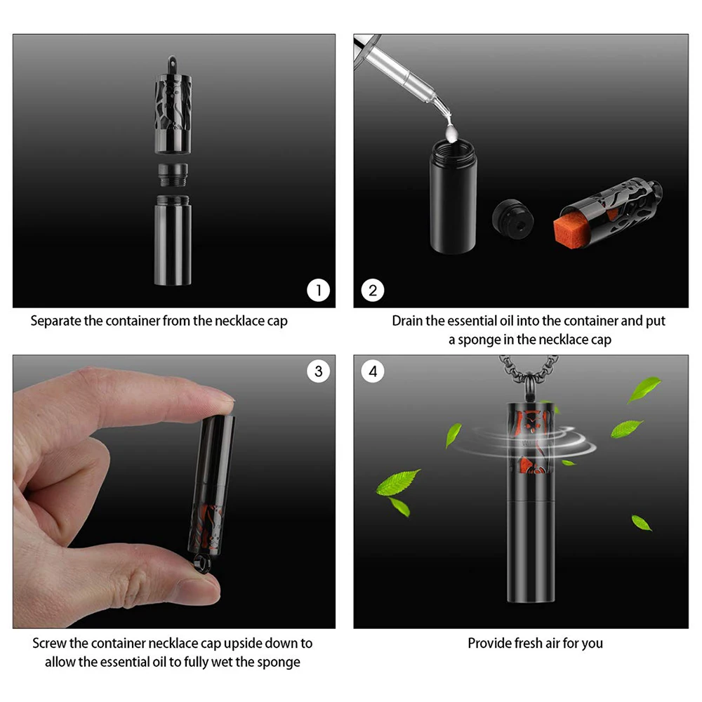 Модный черный флакон для ароматерапии диффузор ожерелье из нержавеющей стали