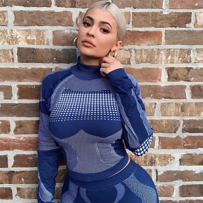 Женский комплект из двух предметов укороченный топ и брюки с принтом осень 2019| |