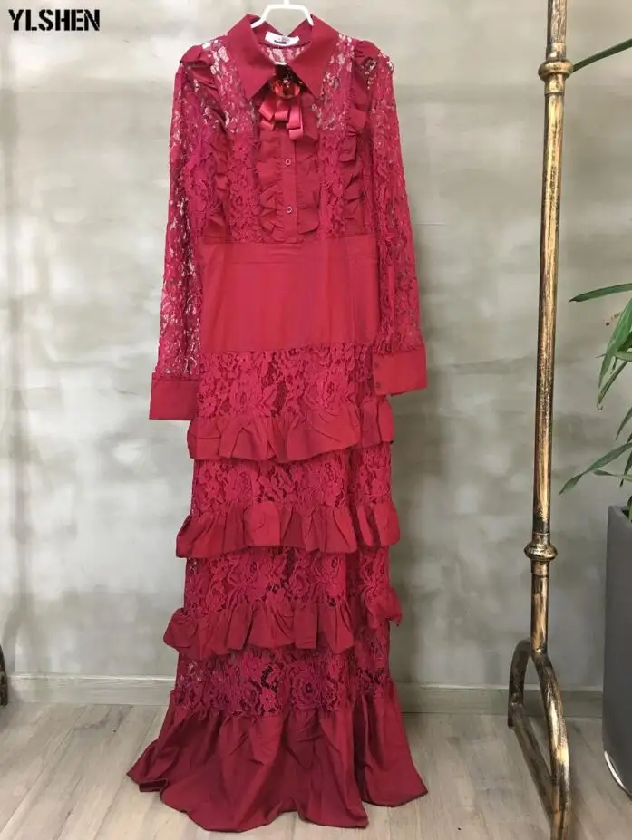 Wine red Африканские платья для женщин Дашики классическая африканская одежда большой размер мода кружева гриб край сшивание длинное Африканское платье Growns - Цвет: Wine red