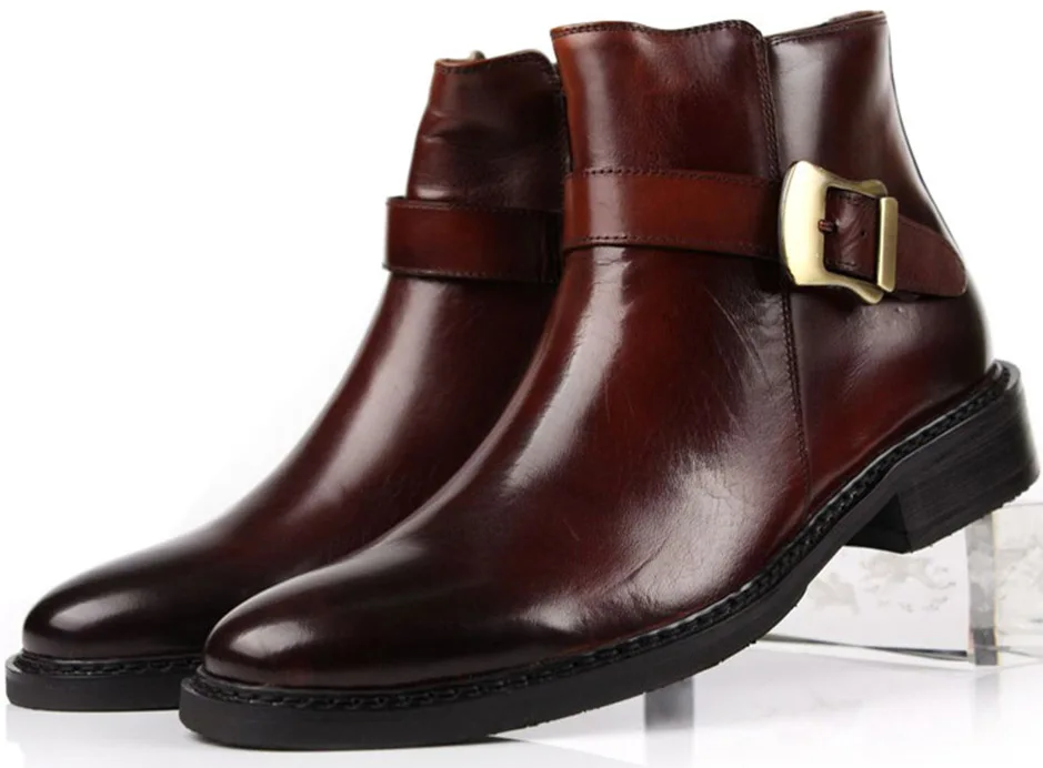 Модные светло-коричневые/черные мужские ботильоны мотоциклетные ботинки из