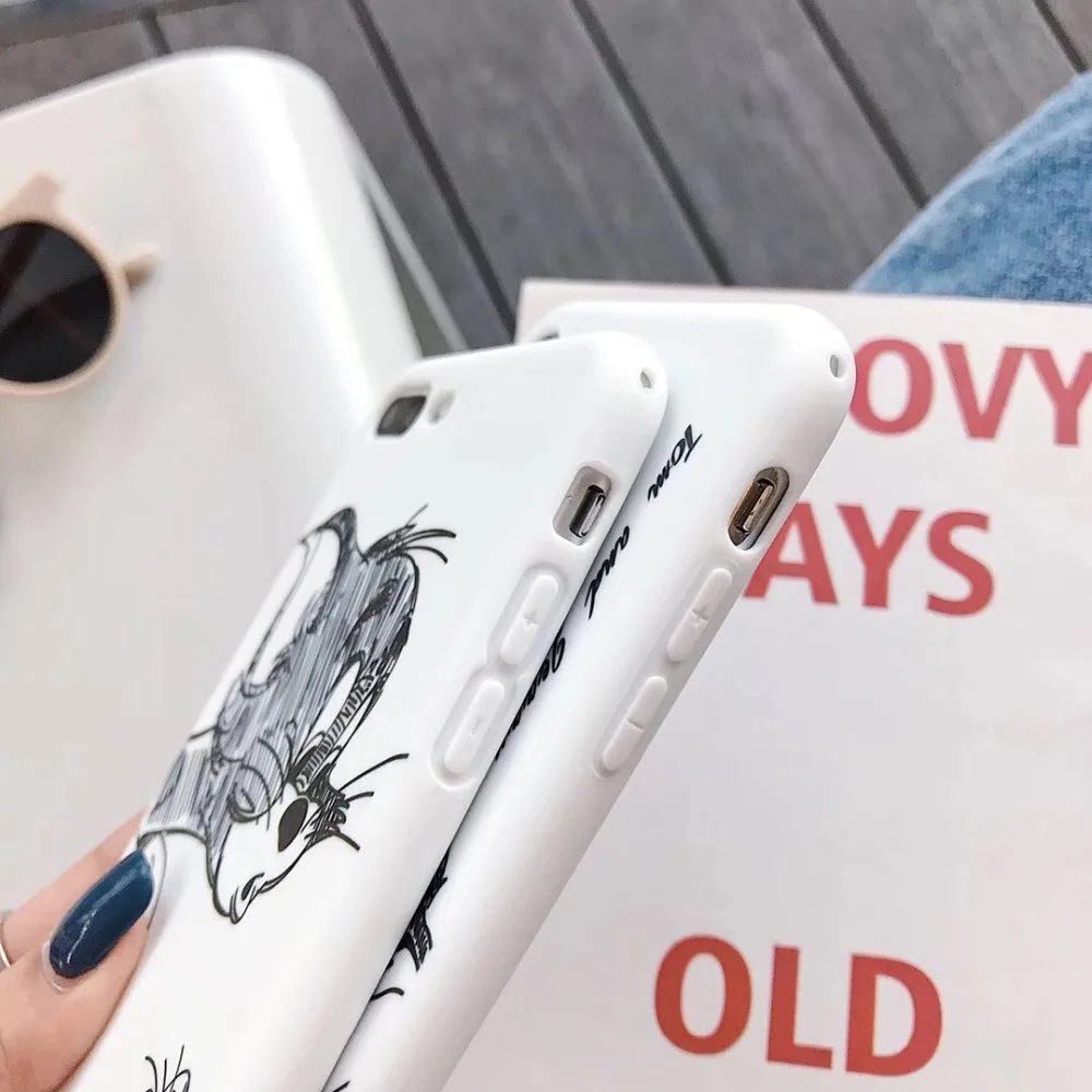 Чехол Marchcover с милым мультяшным Томом и Джерри для iPhone 11 pro XS MAX XR, мягкий ТПУ матовый чехол для iPhone 8, 7, 6, 6S plus, fundas