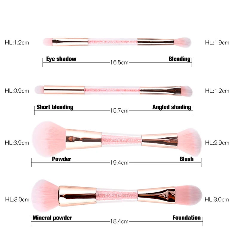 Бренд Zoreya розовые Кристальные кисти для макияжа с двойной головкой мягкие