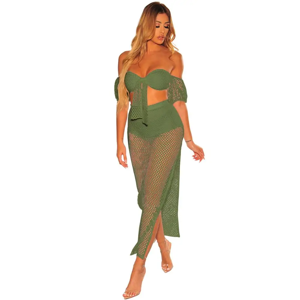 Echoine женский летний пляжный костюм из сетчатой ткани укороченный топ с завязками