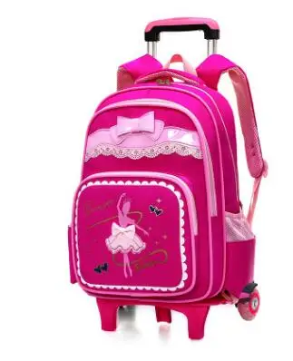 2 wheels rose red Школьная сумка колеса для детей рюкзаки на колесах Детский рюкзак на колесах студенческий рюкзак на колесиках для девочек дорожные рюкзаки с колесиками - Цвет: 2 wheels rose red