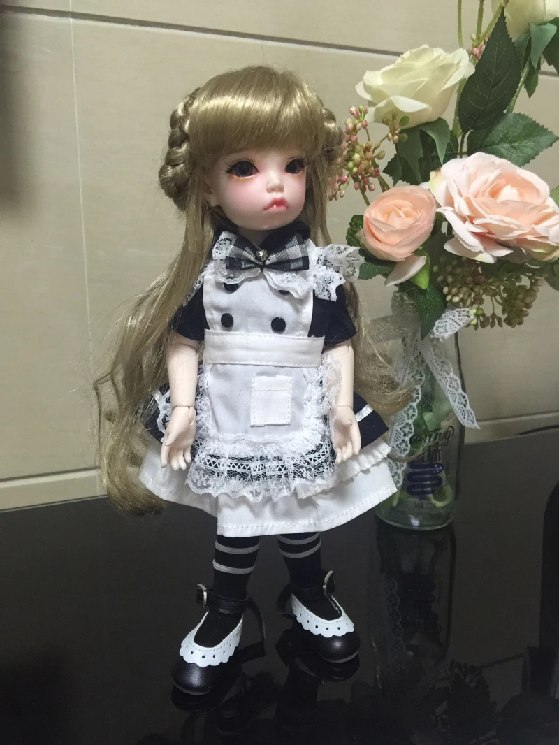 D01-P352 детская игрушка ручной работы 1/6 дядя аксессуары для куклы BJD/Sd Одежда с изображением кролика «Банни»; платье-передник горничной 5 шт./компл
