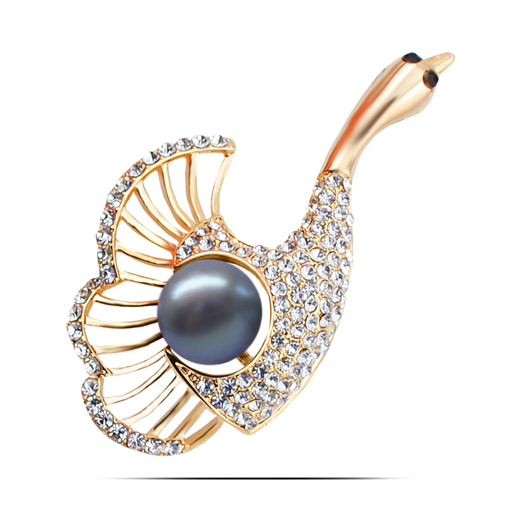 B376 жемчуг животных Броши с лебедями для женщин золото и украшение серебряного