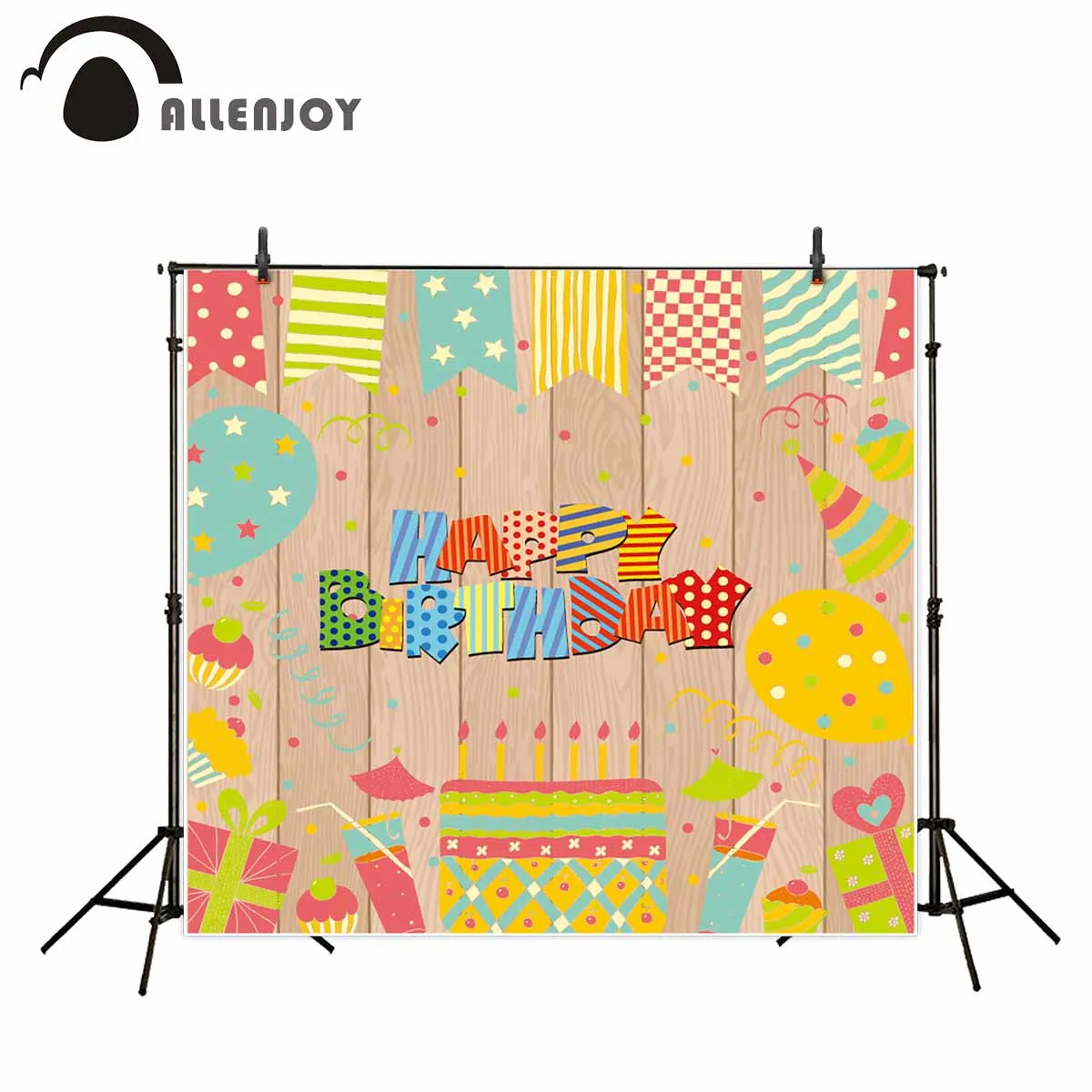 Allenjoy фото фон деревянная доска воздушные шары в виде торта ко дню рождения