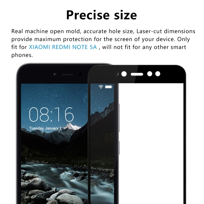 Protective Glass on for Xiaomi Redmi Note 5A Prime Screen Protector Full Cover Tempered Film Foil | Мобильные телефоны и