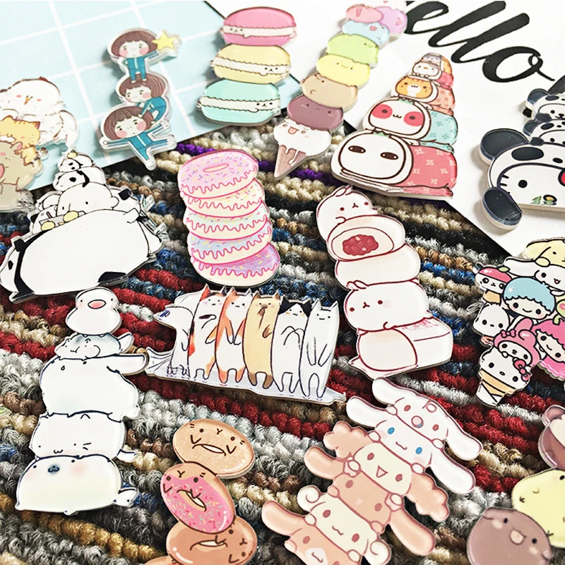 1 шт. Мультяшные милые забавные Броши кролик в виде стека животных Акриловые