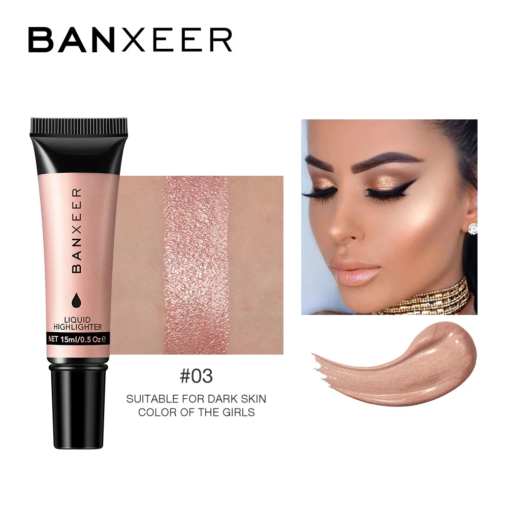 3 BANXEER жидкий хайлайтер Осветляющий крем для макияжа Shimmer Contour Bronzer Shinning Body Face Glow Highlight 6 цветов - Цвет: 3
