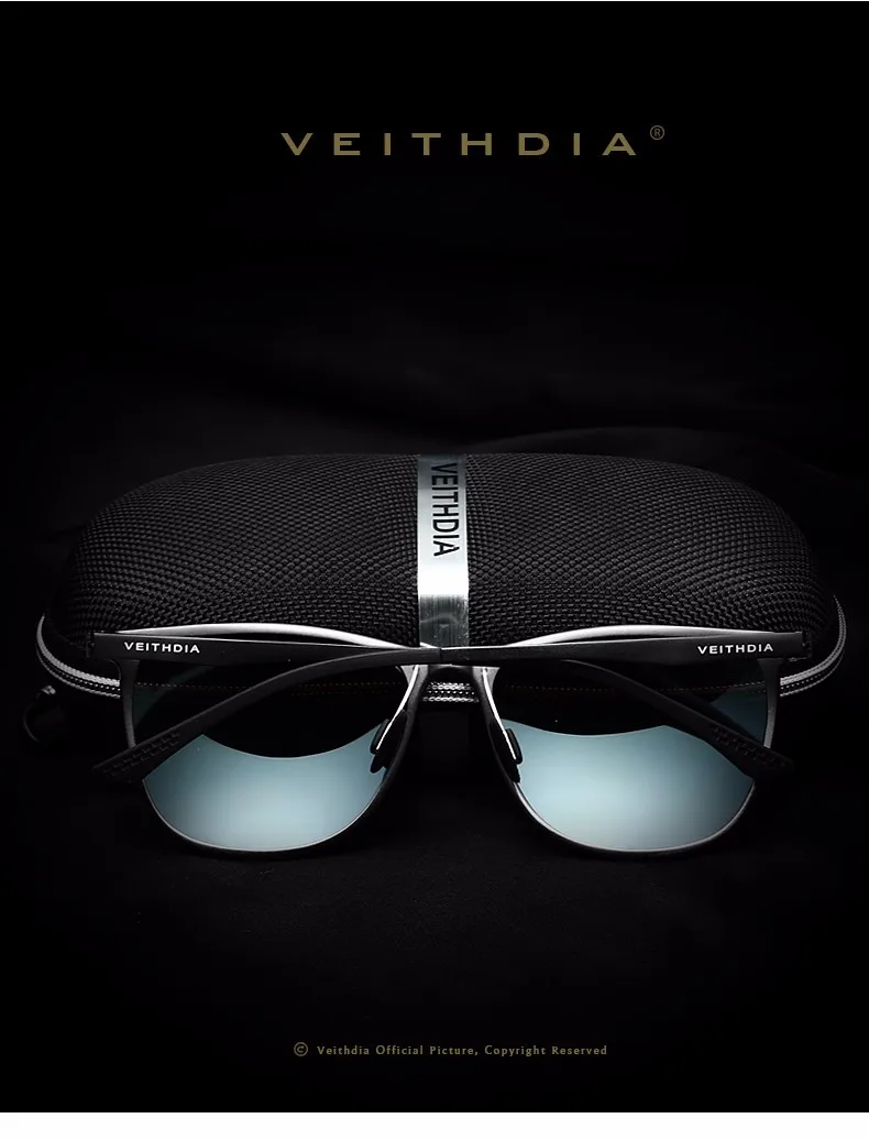 Мужские солнцезащитные очки в коробке VEITHDIA, брендовые винтажные очки-авиаторы из алюминиево-магниевого сплава, с поляризационными стеклами, модель VT6623
