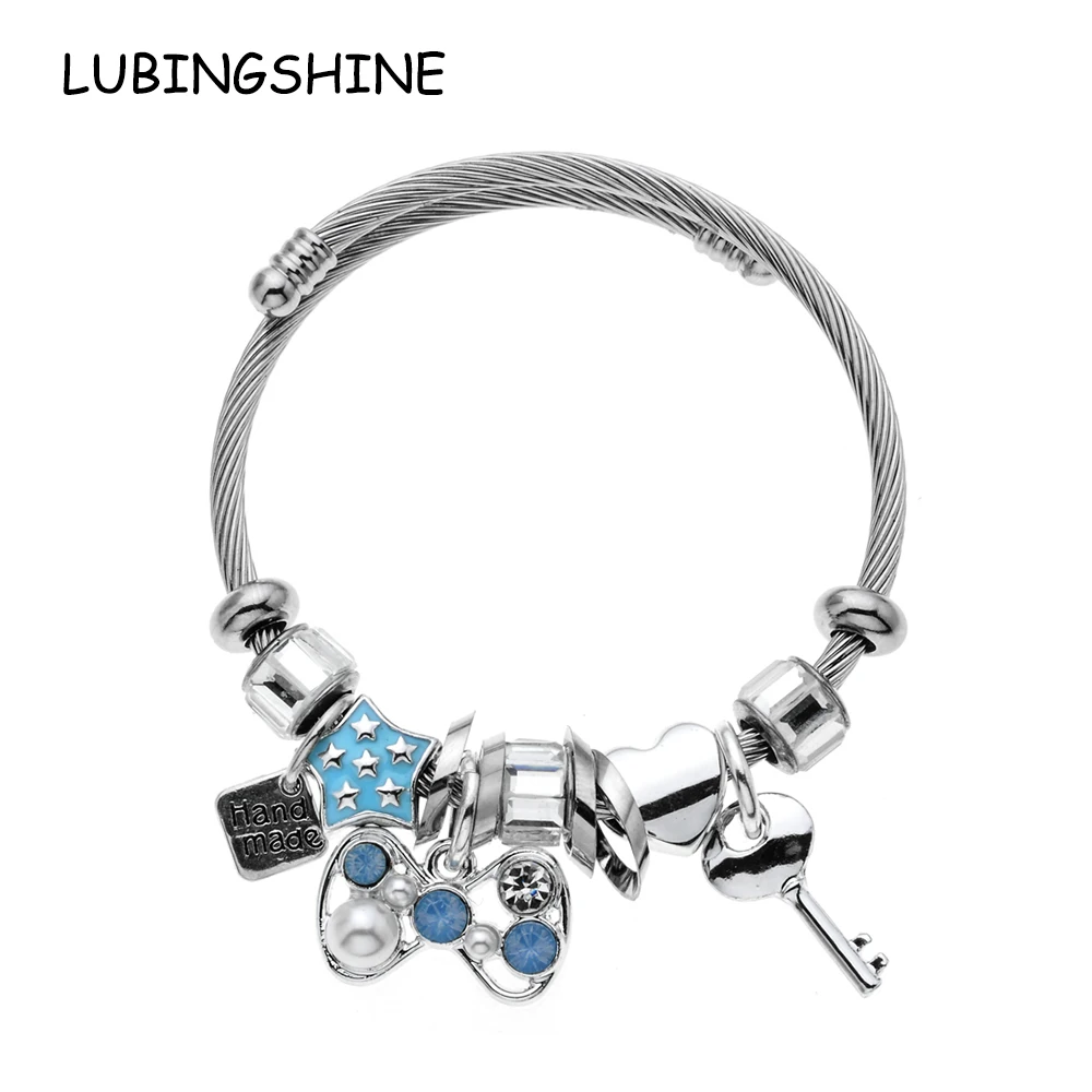 LUBINGSHINE европейский браслет из нержавеющей стали с регулируемым шармом DIY Подвеска подходит бренд браслеты ювелирные изделия для женщин Подарки