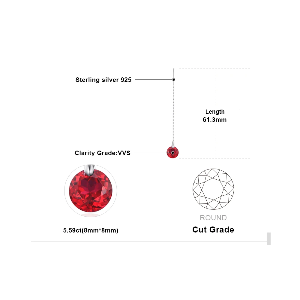 JewelryPalace создан Рубин нити серьги в виде капель с 925 стерлингового серебра для