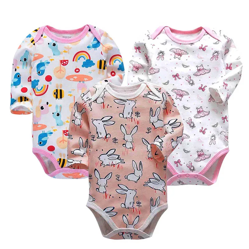 

3 pcs/lot Newborn Bodysuit Long Sleeve Girl Clothes Cotton Baby boy Clothes Kids Jumpsuit Baby Boy Outfits Cute print Clothing