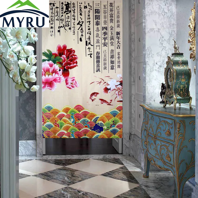 Традиционная китайская дверная занавеска в стиле фэн шуй японская с пионами для