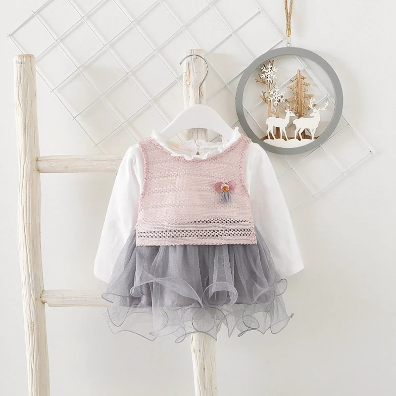 Новинка Весенняя Милая вязаная жилетка с цветочным рисунком для девочек +