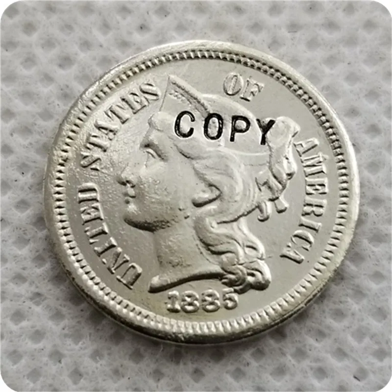 1885 США 1877-1889 три цента никеля копии монет - Цвет: 1885