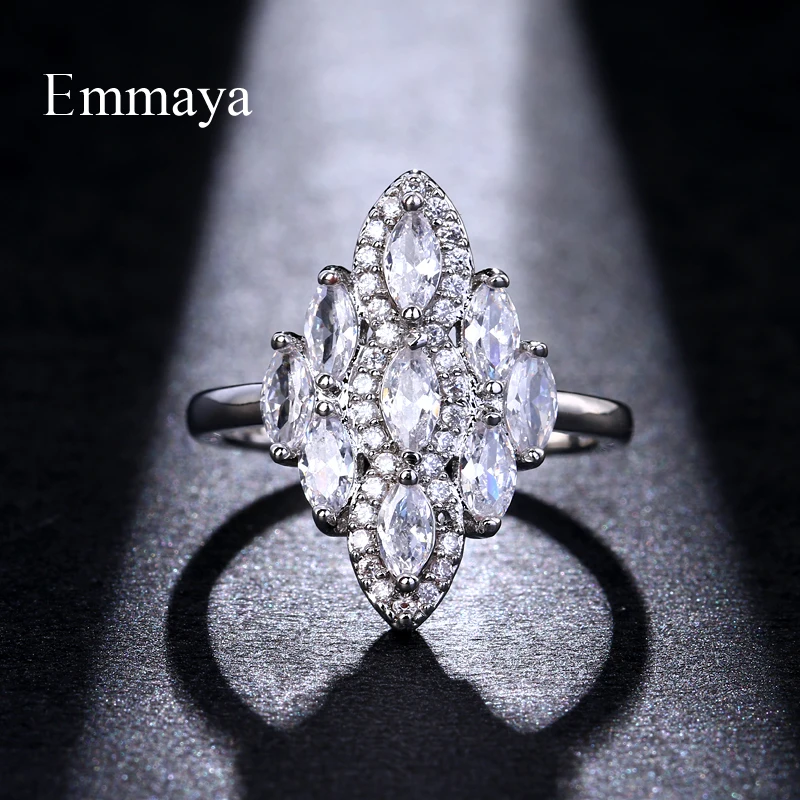 Женские Помолвочные кольца Emmaya серебряного цвета с фианитом AAA ювелирные