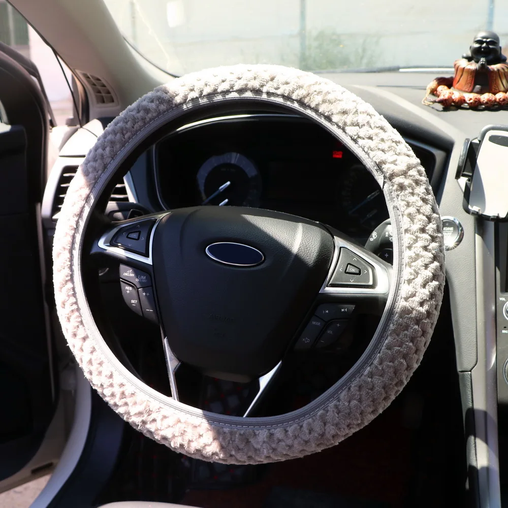 Универсальный чехол рулевого колеса автомобиля зимний мягкий теплый плюш Чехлы