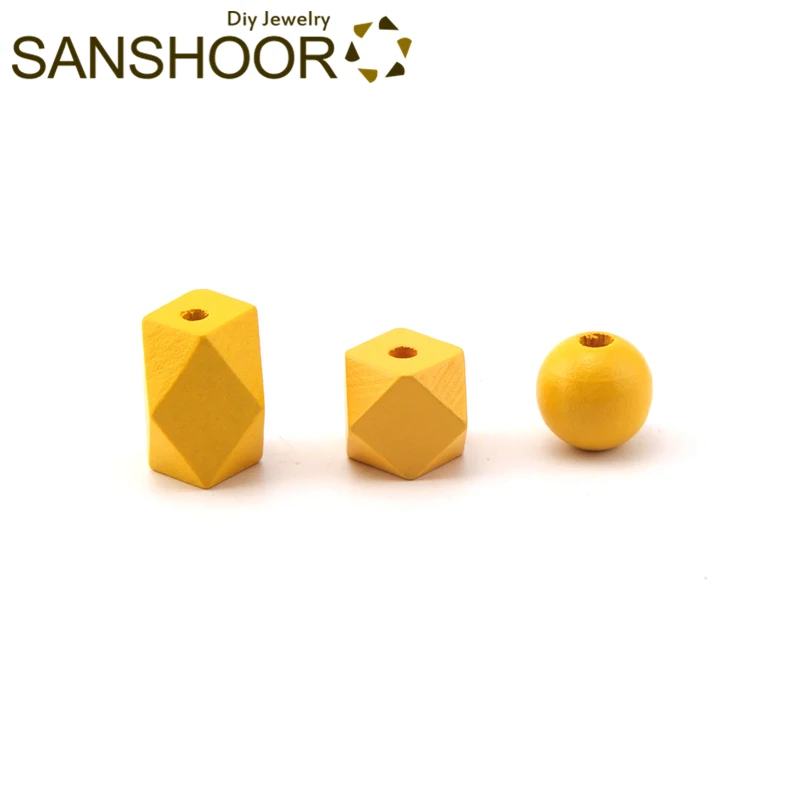 SANSHOOR смешанные строительные красочные деревянные бусины включают длинные