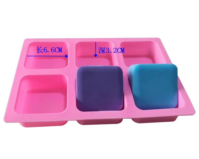 

Six-connected Square Cake Mold Traditional Popular Craft Soap Silicone Molds
