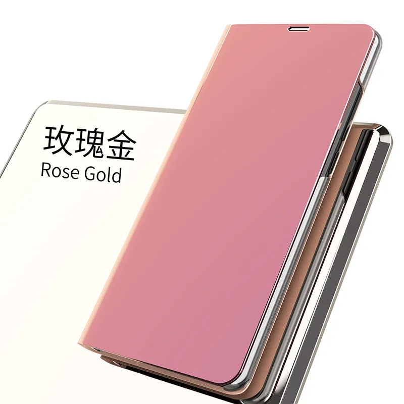 Rose Gold Зеркальный чехол для samsung Galaxy A8S SM-G8870, флип-чехол s, кожаный+ пластиковый чехол-книжка, стильный защитный чехол для samsung A8 S - Цвет: Rose Gold