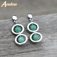 anslow fashion jewelry new hot vintage retro natural stone beads stud earring for women lady charms bijoux accessories low070ae