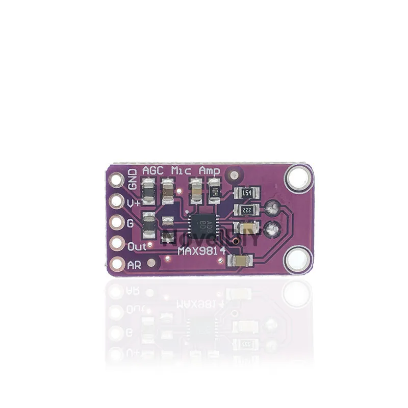 MAX9814 Microphone Amplifier Board Module Auto Gain Max 40dB/50dB/60dB Frequency 20Hz - 20 KHz 2.7V-5.5V With Pins for Arduino |