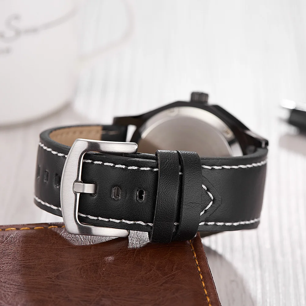 Новое поступление OUYAWEI Мужские автоматические ветрозащитные часы с кожаным