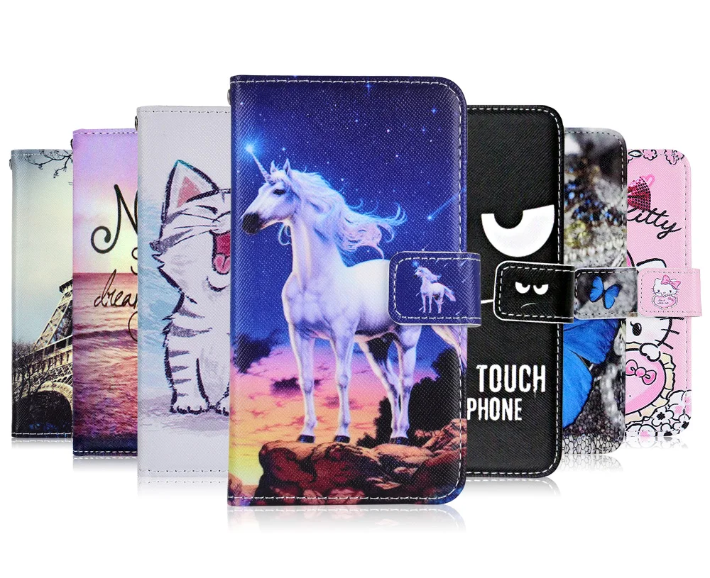 Cartoon Wallet Case for Alcatel 1 5033D PU Leather Fashion Lovely Unicorn Cat Butterfly Owl Kickstand phone Bag | Мобильные телефоны