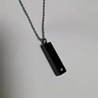 LKJ0706 мини Прозрачный камень, инкрустация черным кубическим брусом, ожерелье для кремации для мужчин, держатель для урны, пепла, памятник, нержавеющая сталь