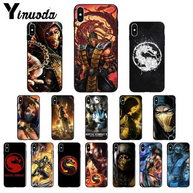 Yinuoda Mortal Kombat силиконовый мягкий ТПУ черный чехол для телефона iPhone 5 5Sx 6 7plus 8 8Plus X XS