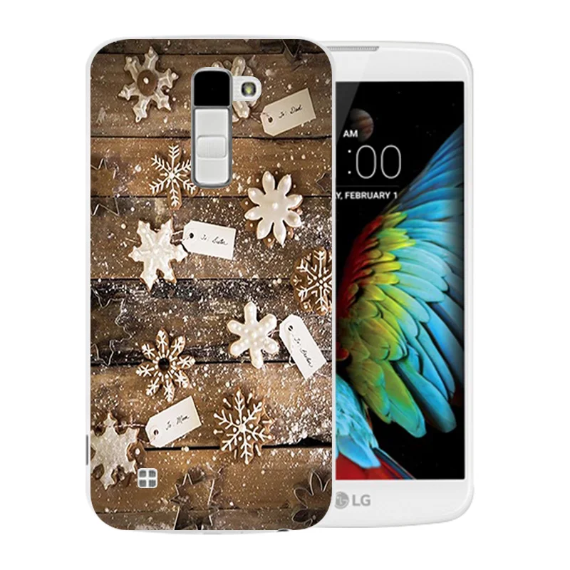 Чехол для LG K10 LTE K420N K430 K430ds F670 Мягкий ТПУ чехол задней панели с веселым X'MAS узором