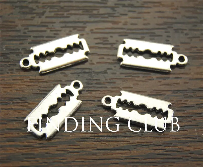 

50 pcs Razor Blade Charms Silver Color Tibetan Tone Double Sided DIY Metal Bracelet Necklace Jewelry Findings A1143